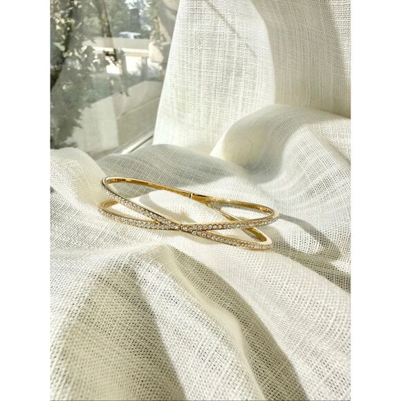 NORDSTROM NEW Pavé Crisscross Hinged Cuff Bracelet - Picture 1 of 6